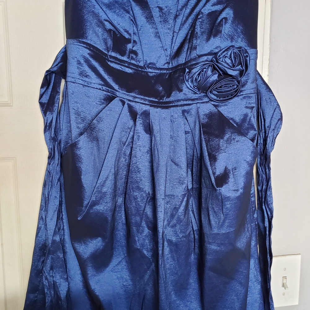 Elegant Blue  WOMEN  Dress with Floral Accent